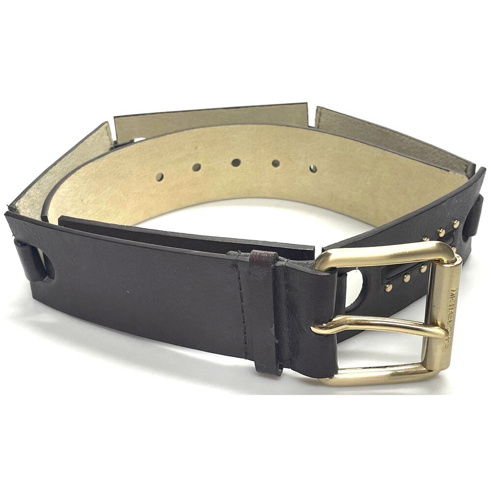 Michael Kors Brown Leather Link Studded Belt Women's Size L